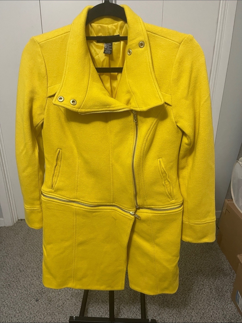 INC International Concepts Yellow Convertible Moto Trench Coat Women's Size XS